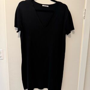 Black V-Neck T-Shirt Dress